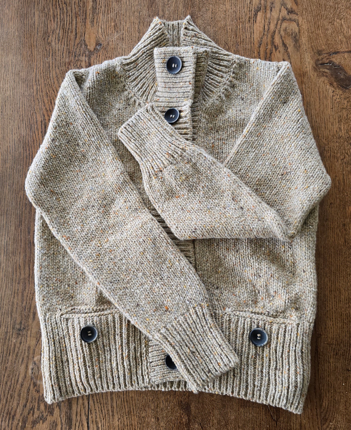 Fisherman out of Ireland ~ Boxy High Neck Cardigan with Buttoned Pocket