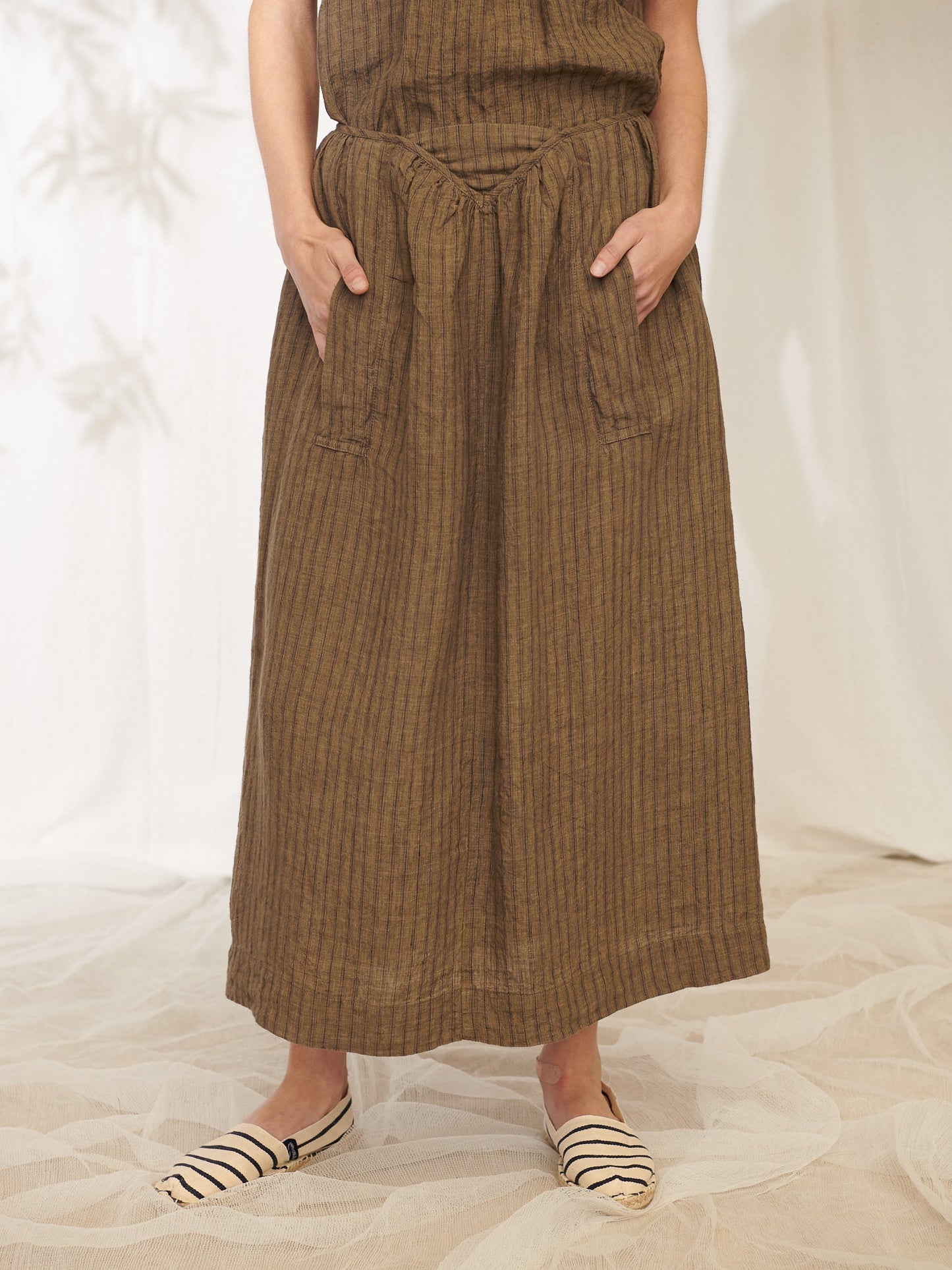 Manteau Noir ~ Clementine Ticking Stripe Linen Skirt