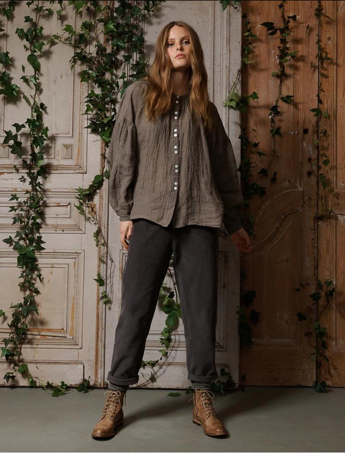 Manteau Noir Mathilde Linen Gauze Blouse