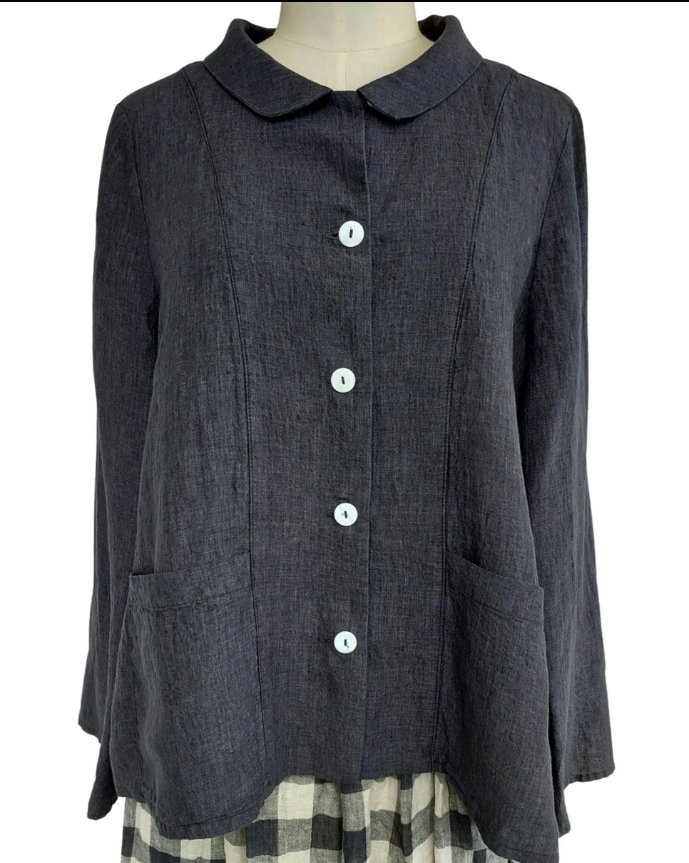 Manteau Noir ~ Jonnie Linen Shirt Jacket